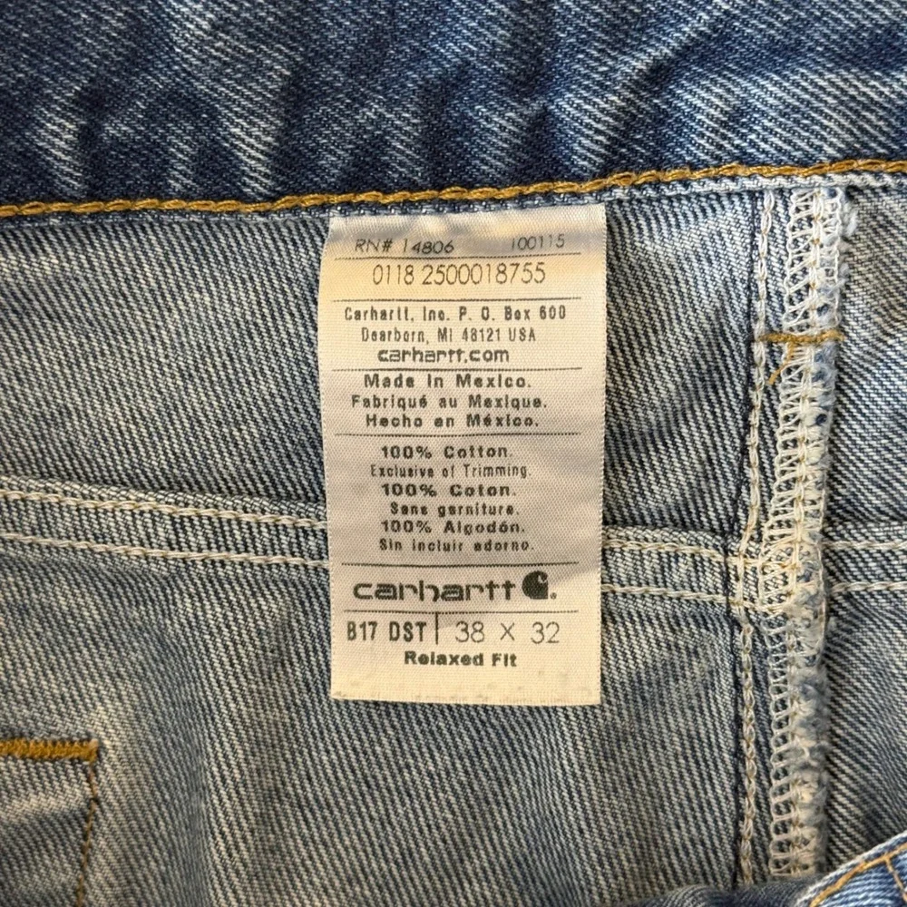 Carhartt B17 DST Relaxed Fit Jeans Mens 38x32 Blue Dark Stone Denim Workwear